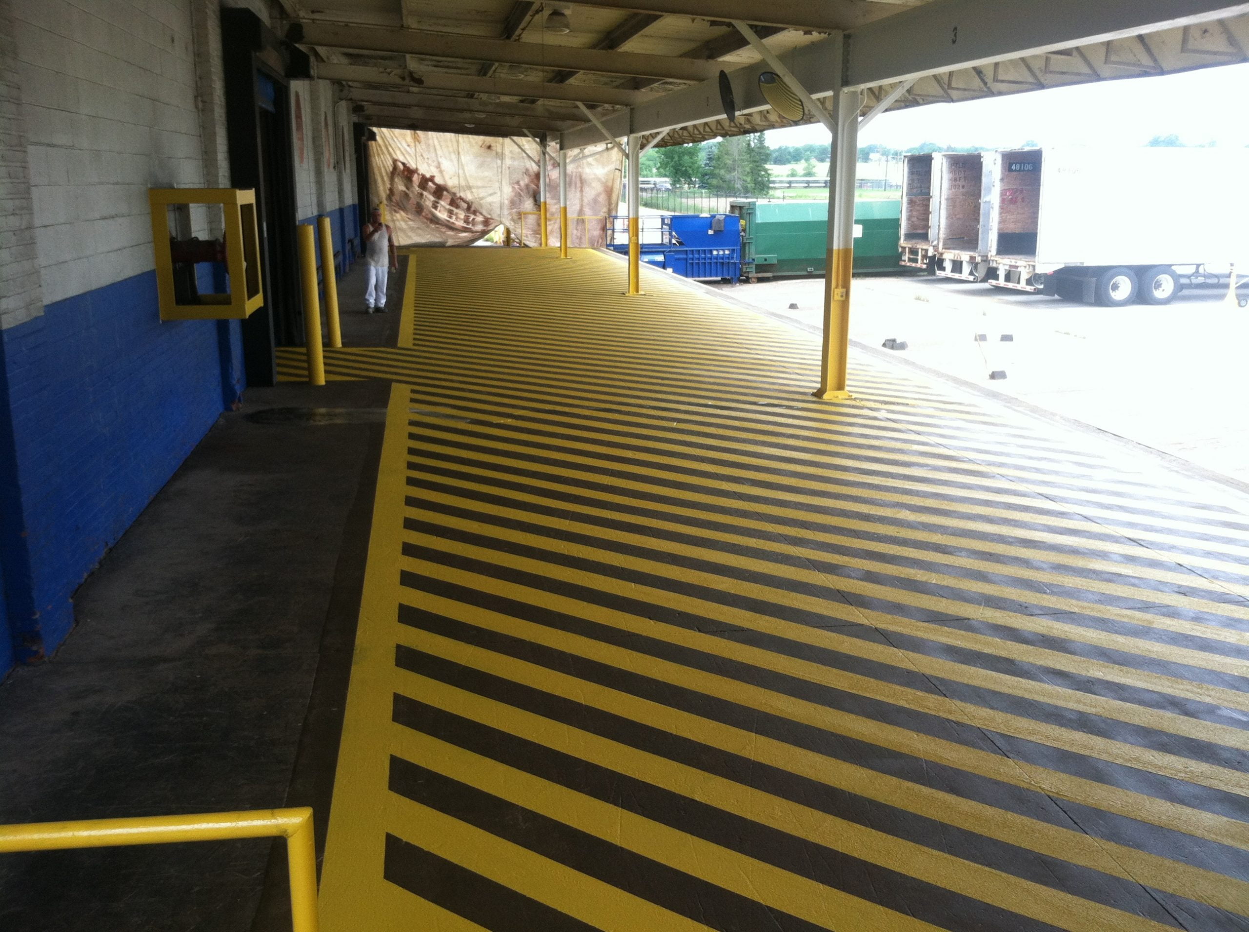 Loading Dock After Asile Stripping And Textured Paint To Prevent Slipping And Images