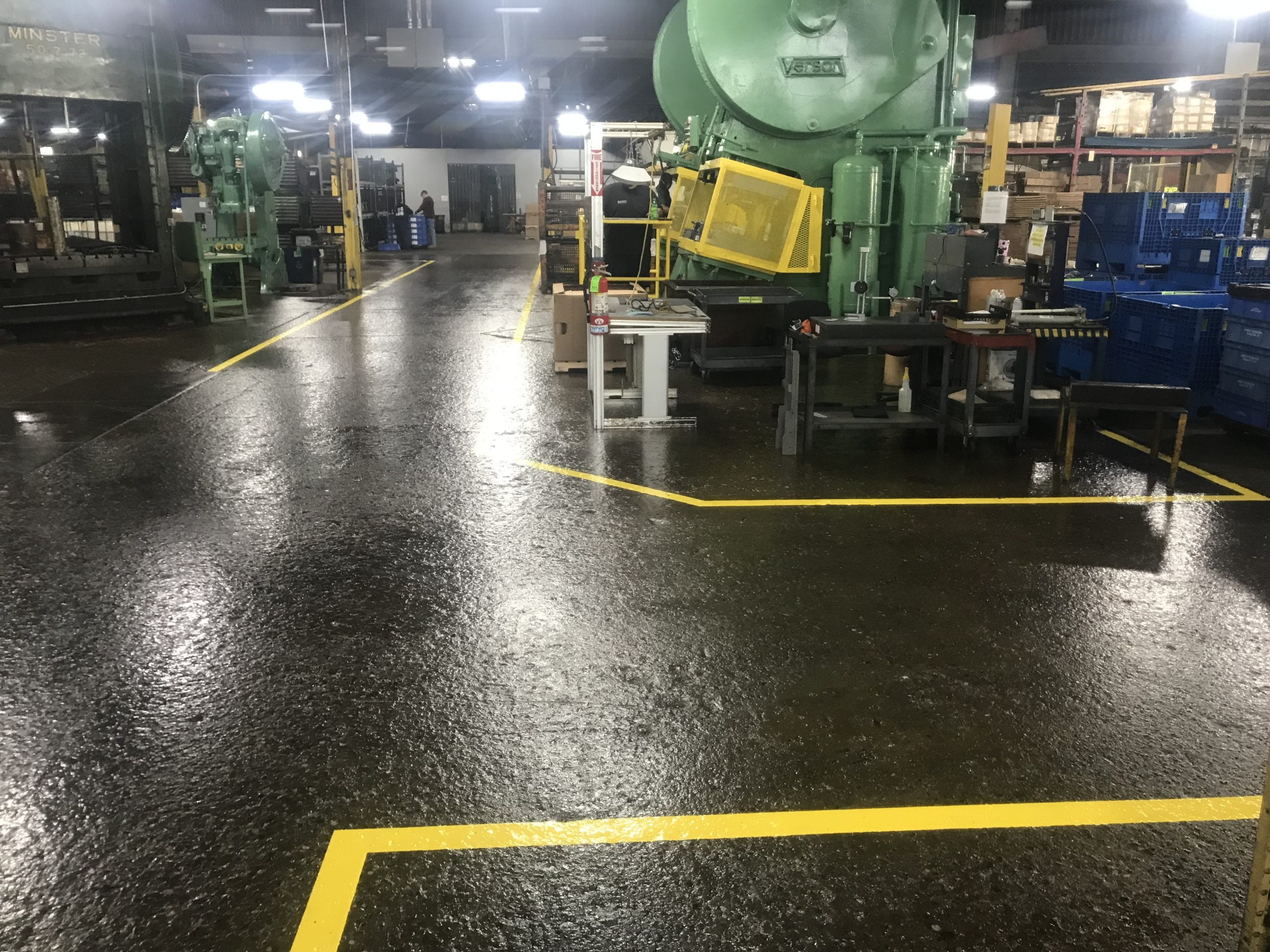 Manufacturing work areas after Aisle Sripping and Pathway and Epoxy Urethane Flooring